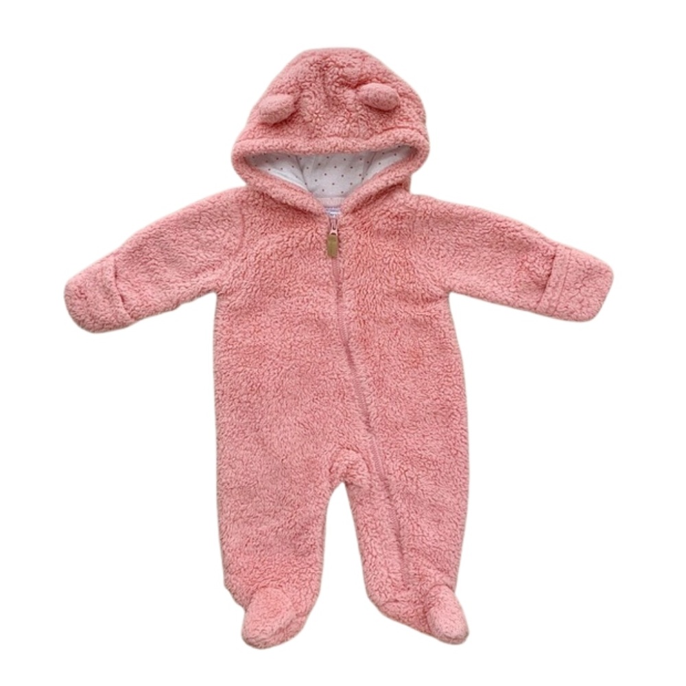 Baby Girl Carter's Cozy Hooded Sherpa Bunting Pram Winter Fall Outerwear Size 3M